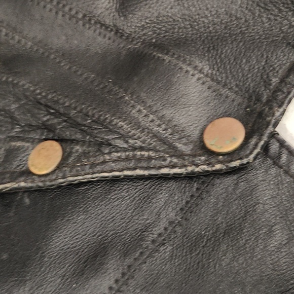 Leather Patchwork Italian Stone Design Genuine Navarre Motorcycle Vest - Picture 8 of 10